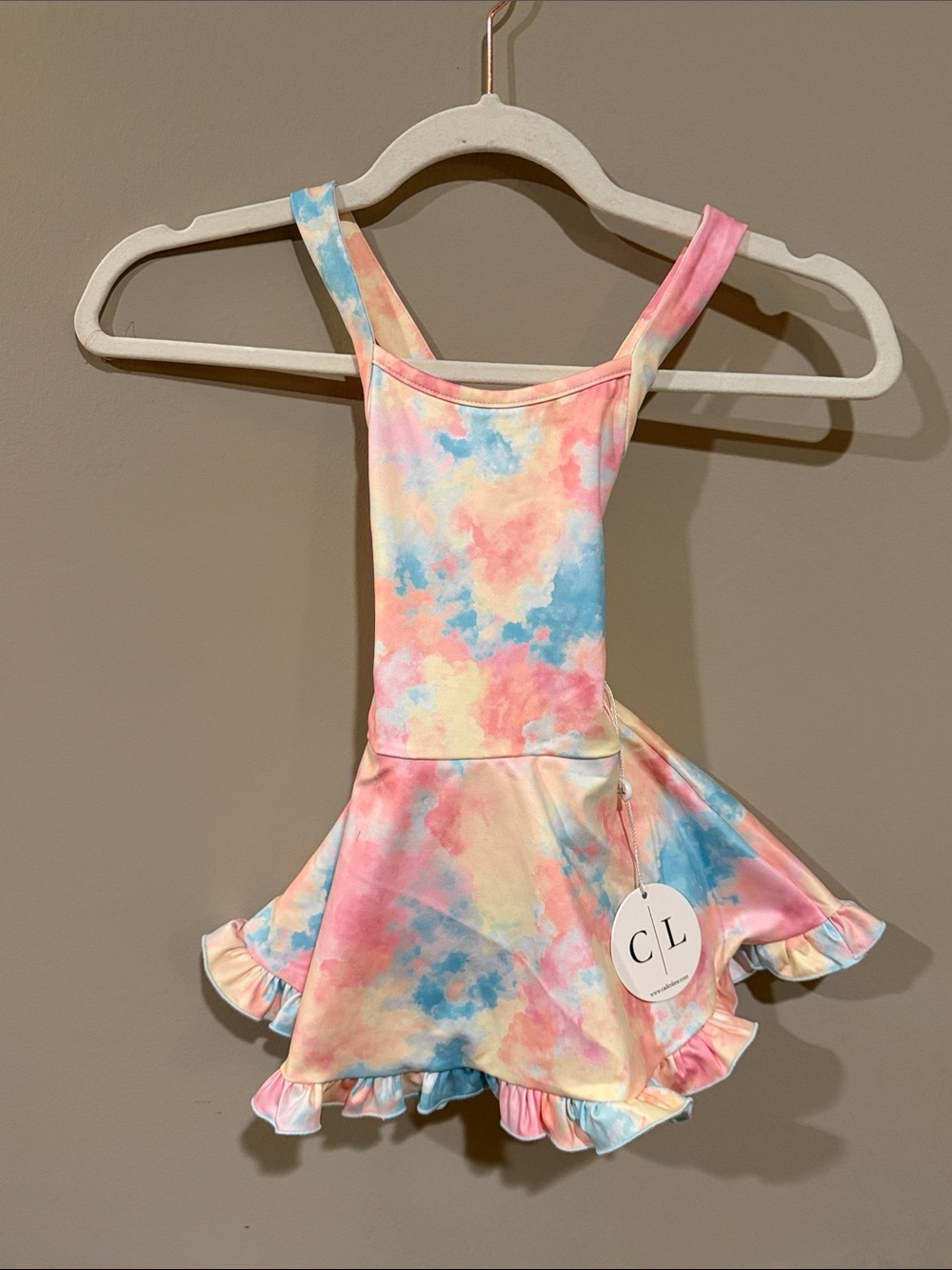 Caden Lane Pastel Tie-Dye Skater Dress in Pink, Blue & Cream